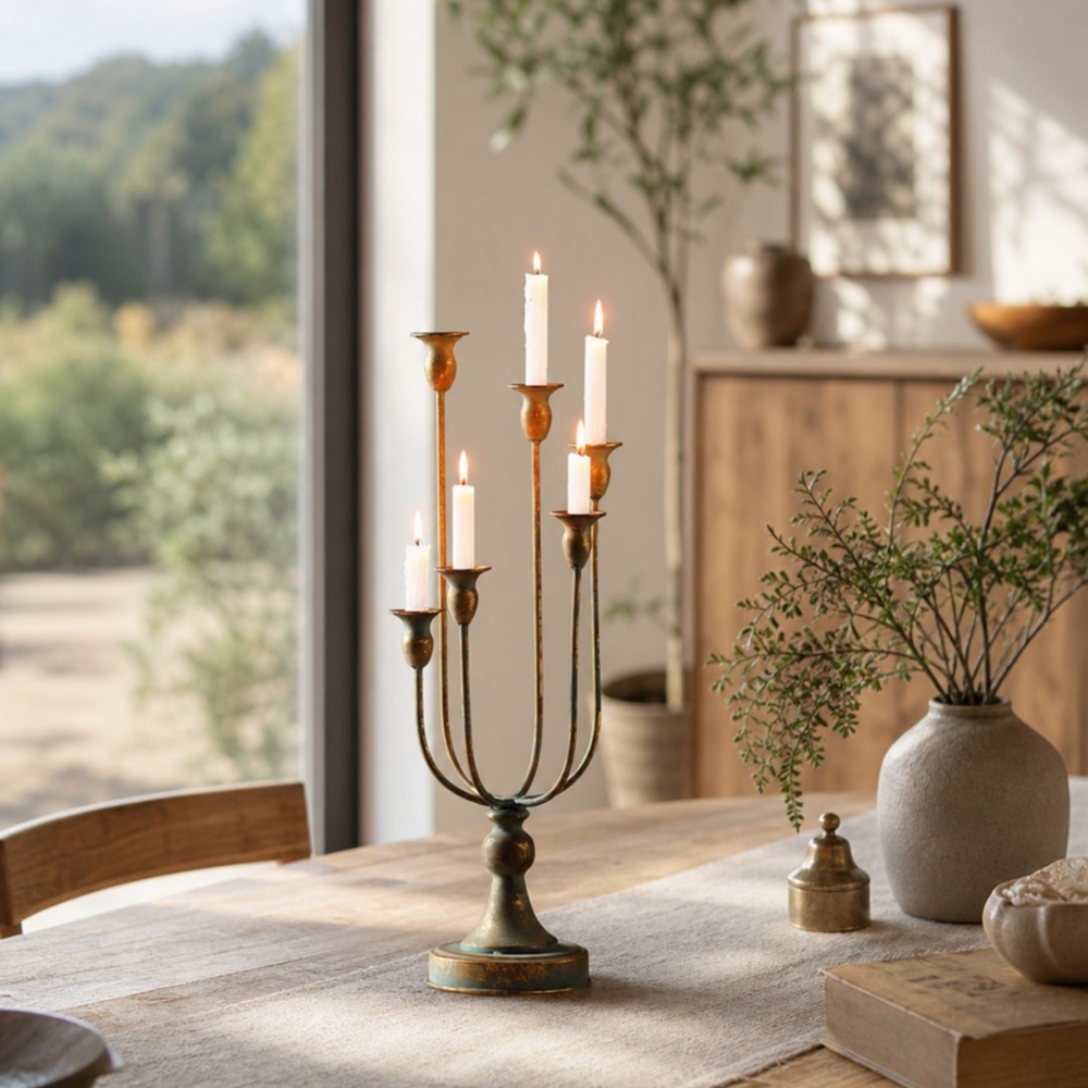 candle holder on a dining table