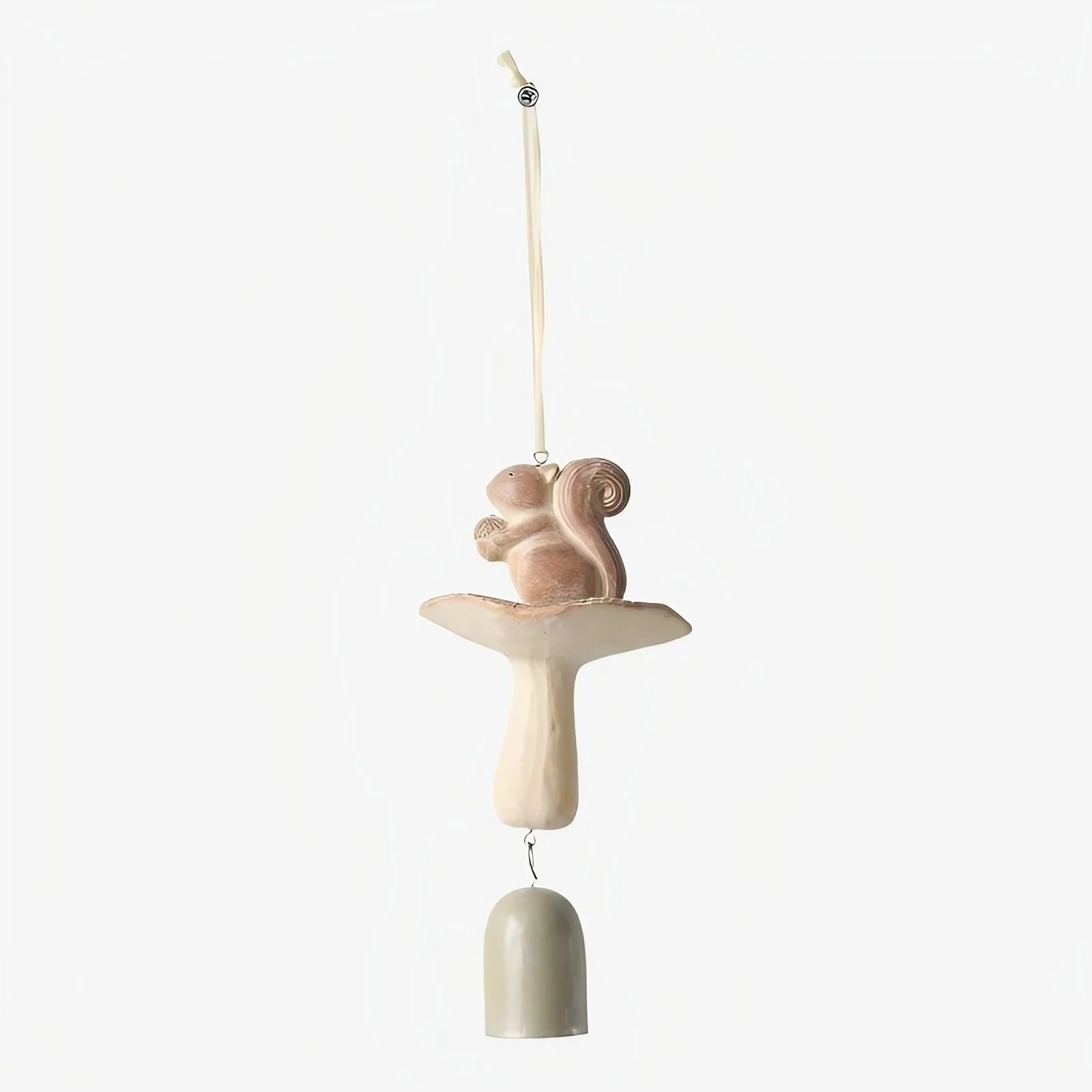 Style C warm ivory squirrel on mushroom wind chime