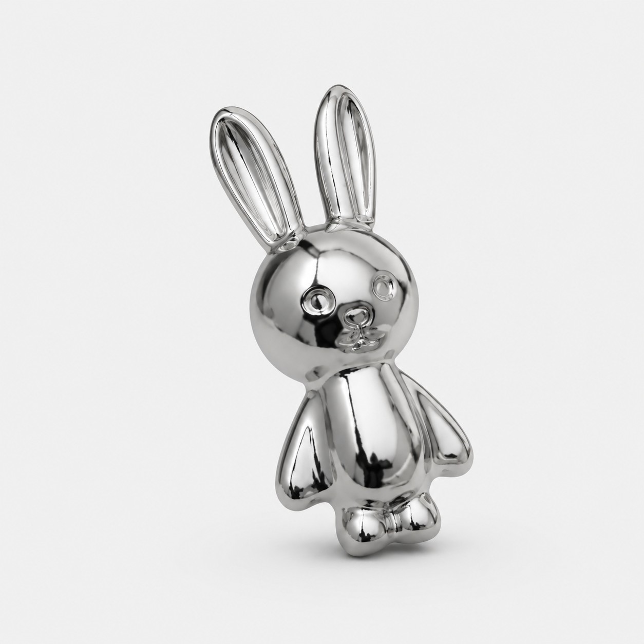 Chrome silver rabbit 55 mm cabinet knob front view