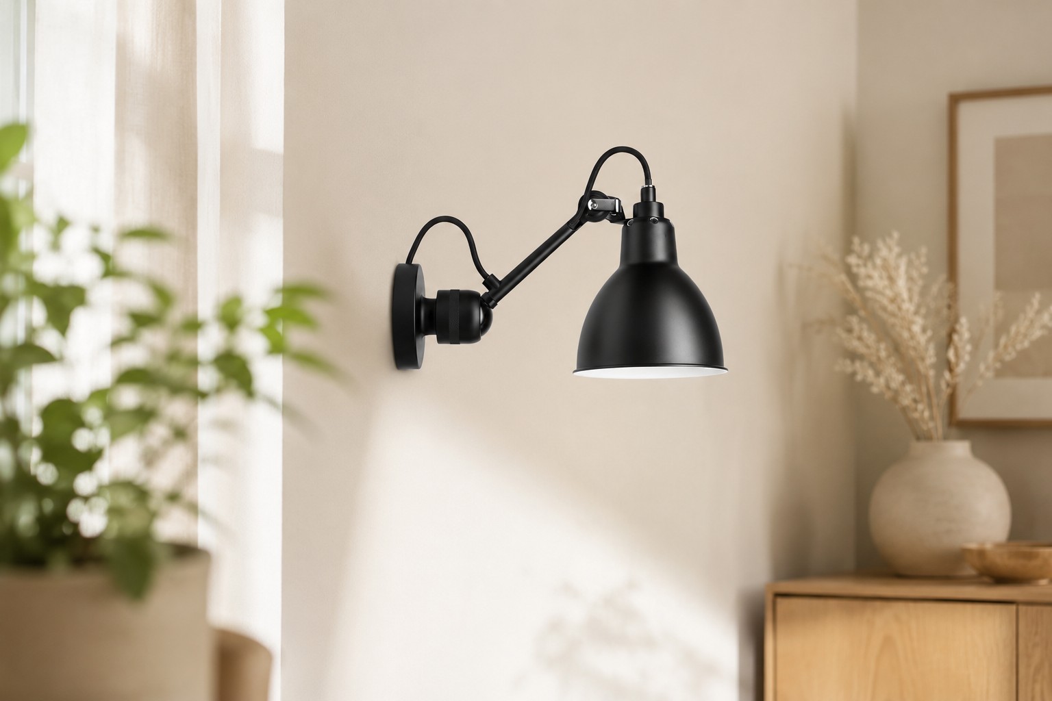 Nordic Obrotowa lampa ścienna/sufitowa S91 z obrotowym ramieniem zainstalowana we wnętrzu
