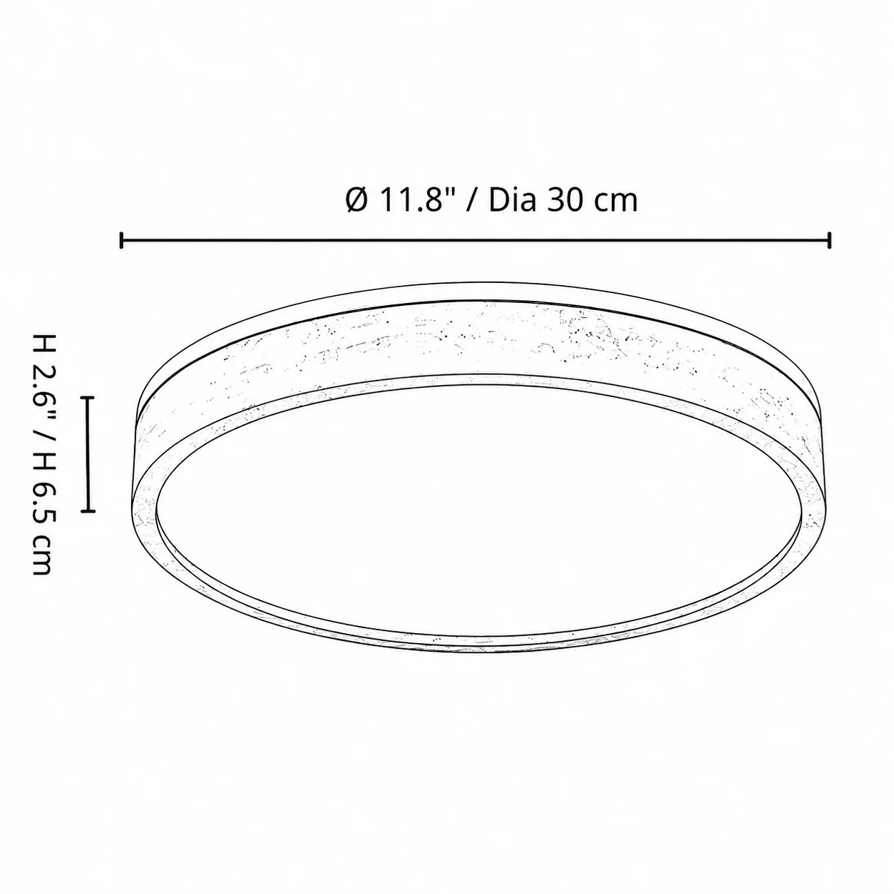 Schemat wymiarowy lampy sufitowej C 30cm Torvella