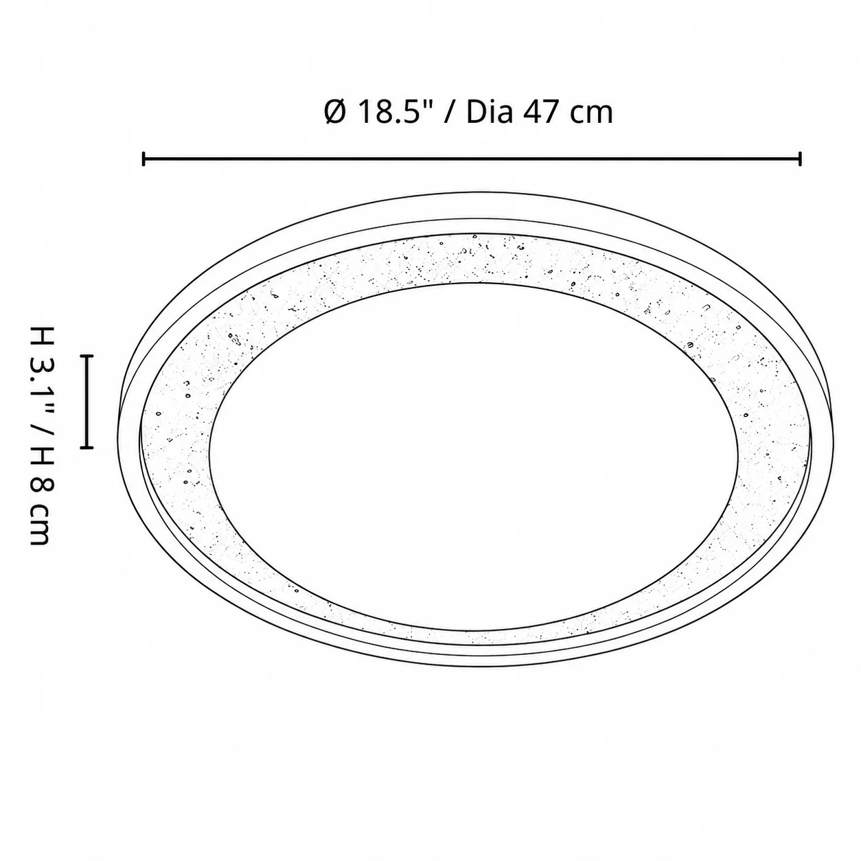 Schemat wymiarowy lampy sufitowej Torvella D 47 cm