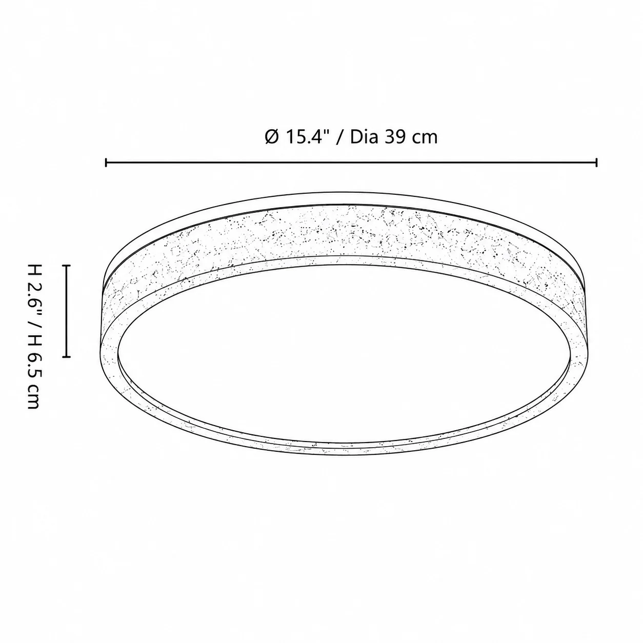 Schemat wymiarowy lampy sufitowej C 39cm Torvella