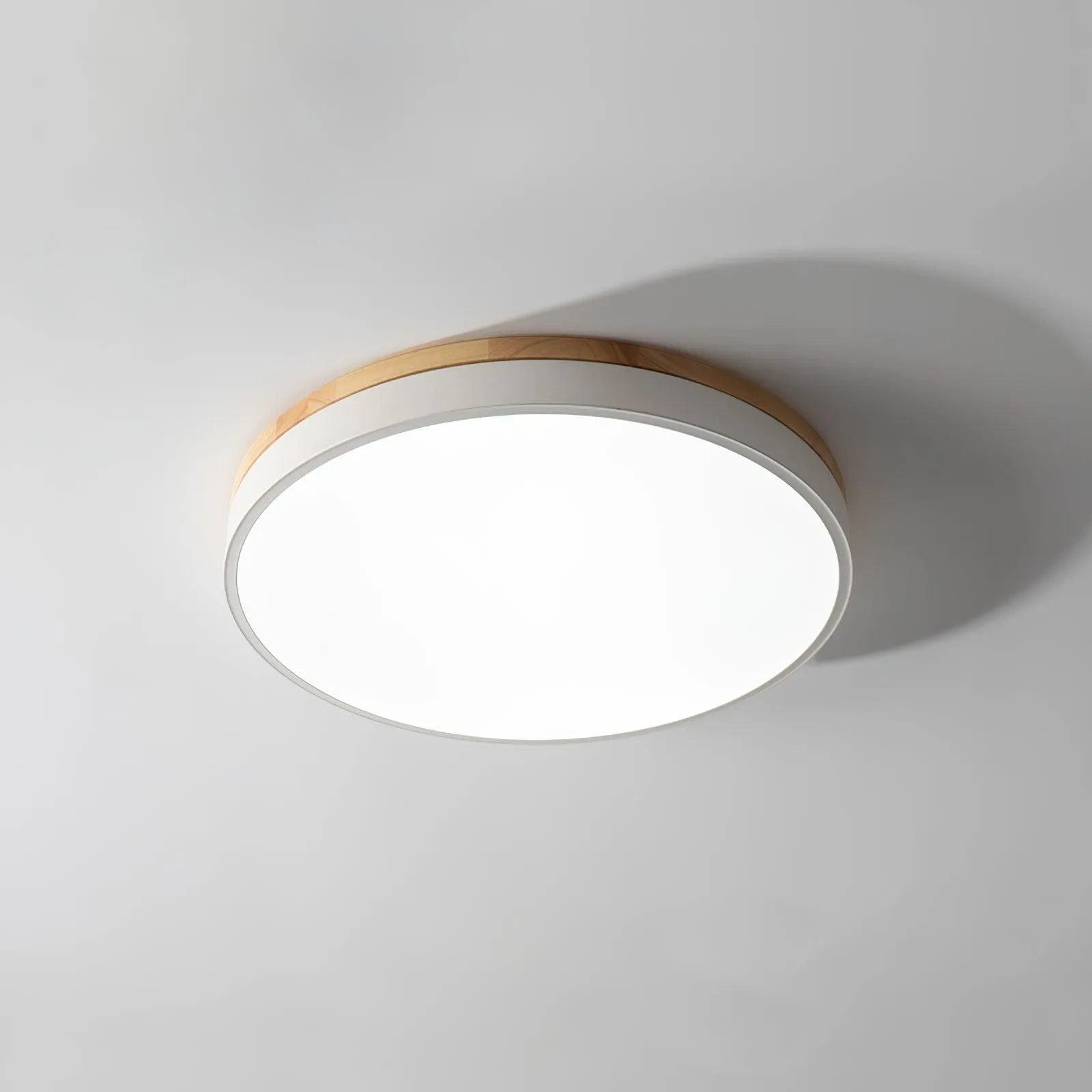 White Round Wooden Ceiling Lamp M298