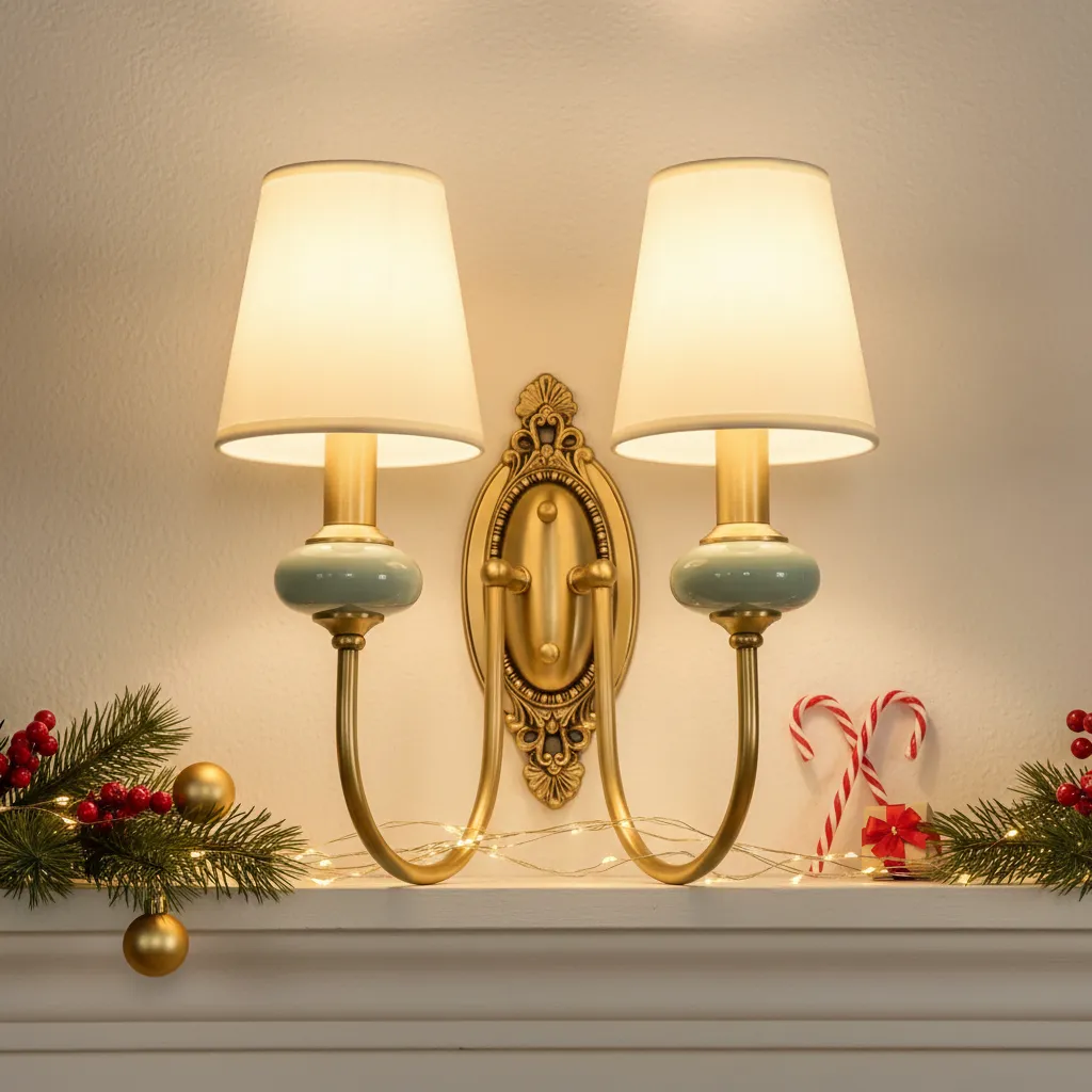Elaris Elegant Fabric Copper Wall Sconce – Luxury European Style T447