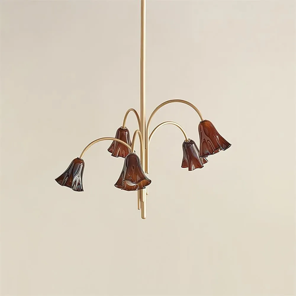 Bellina Modern Romantic Chandelier - Botanical Lily Design with Glass Flowers T280