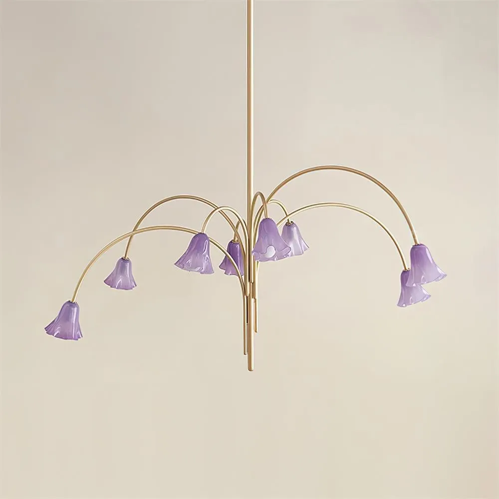 Bellina Modern Romantic Chandelier - Botanical Lily Design with Glass Flowers T280