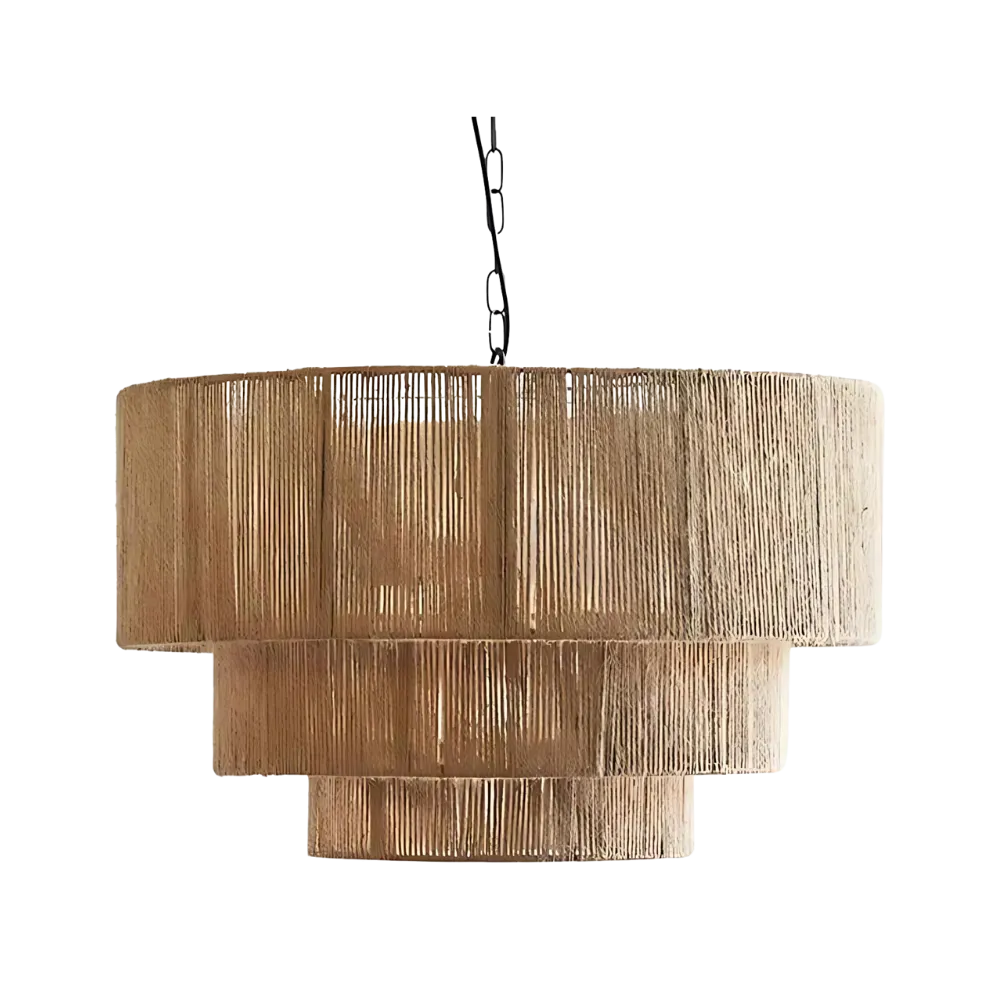 The Elegant Woven Waterfall Rattan Pendant Light D828