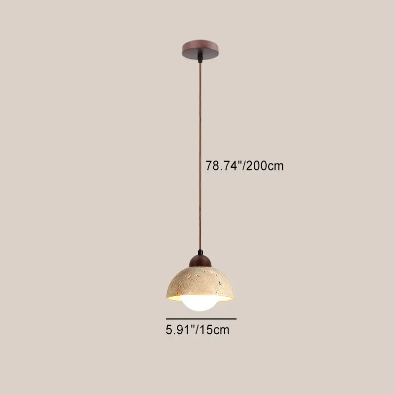 Traditional Japanese Travertine Wood Pendant Lamp M107