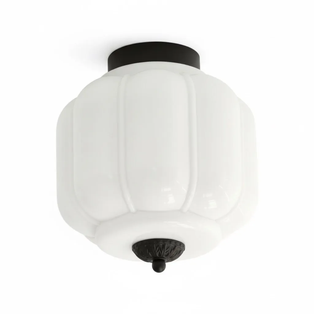 Vintage Eloise Milk Glass Flush Mount Ceiling Light - Vintage Charm Soft Glow T287