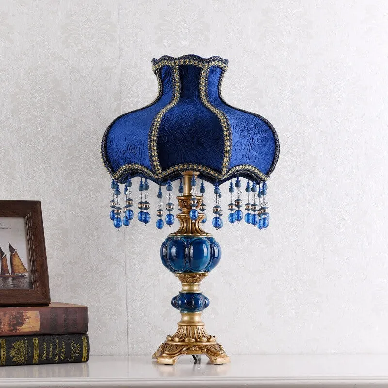 Palace Decoration Design Dark Blue Fabric Table Lamp M14