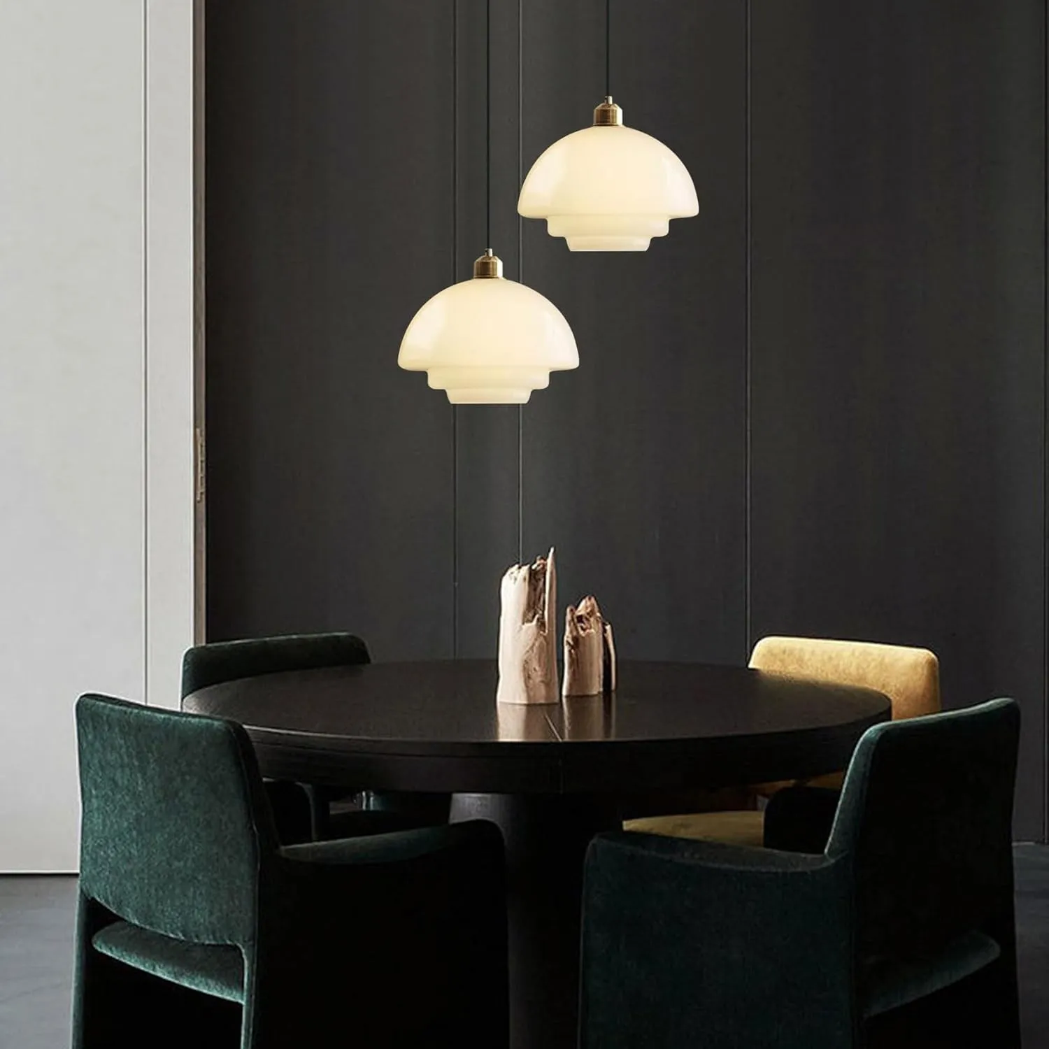 Mid-Century Art Milk White Glass Pendant Lamp S81