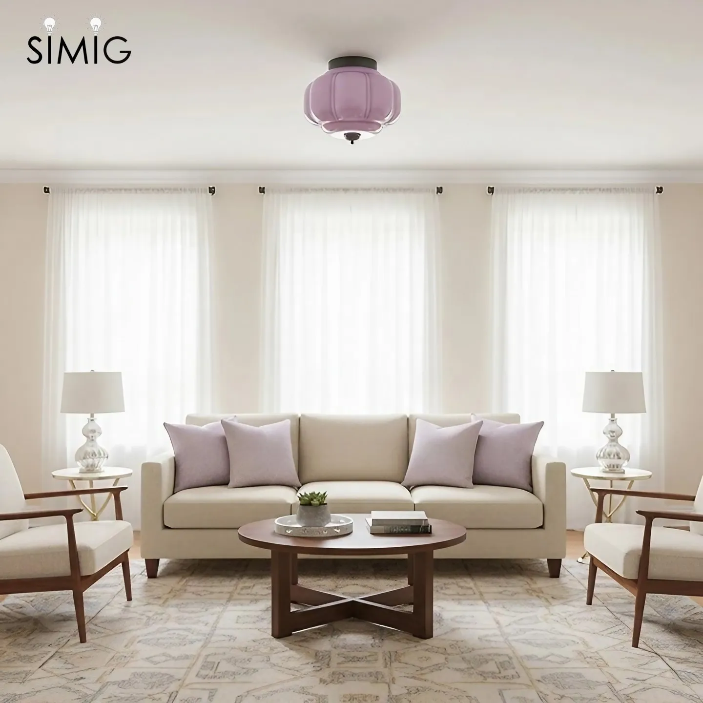 Eloise Retro Milk Glass Semi Flush Mount Ceiling Light G55