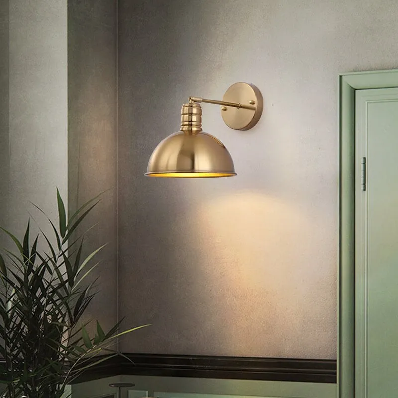 Modern Simple Iron Plated Brass Cone Round 1-Light Wall Sconce Lamp T179
