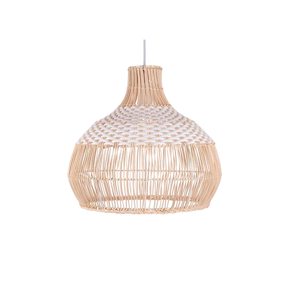 Breezy White Elegance Natural Rattan Pendant Light D842