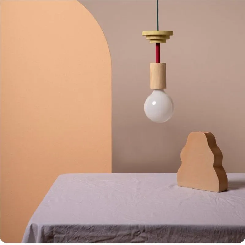 Creative Color Block Wooden Pendant Light S166