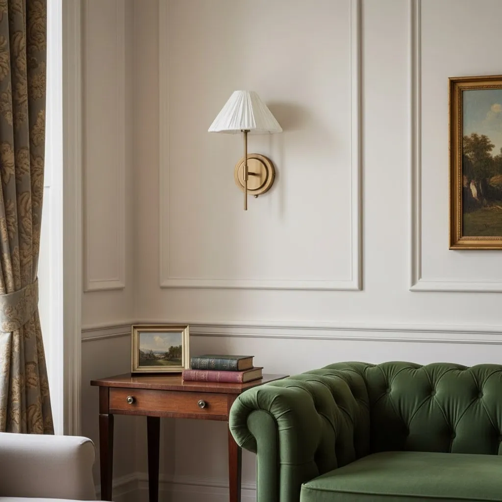 Lindi - aged brass and linen scalloped wall light T446