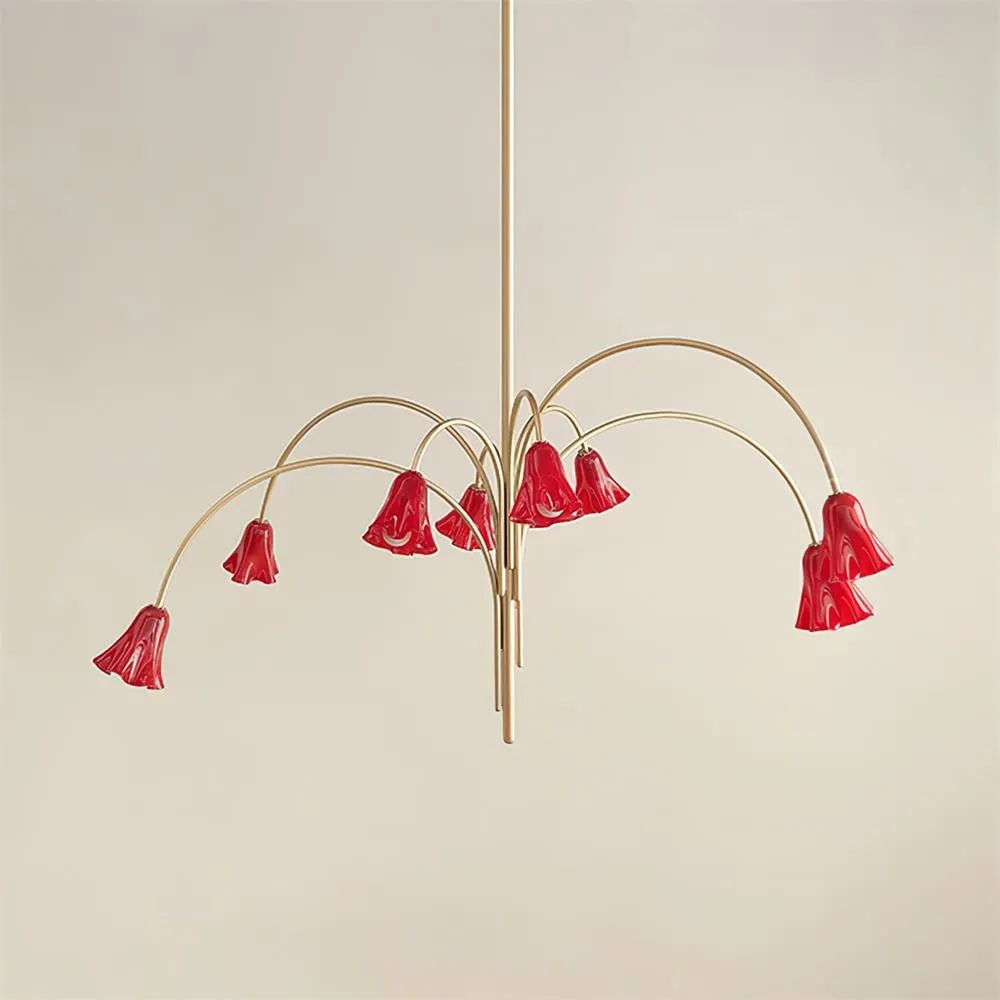 Bellina Modern Romantic Chandelier - Botanical Lily Design with Glass Flowers T280