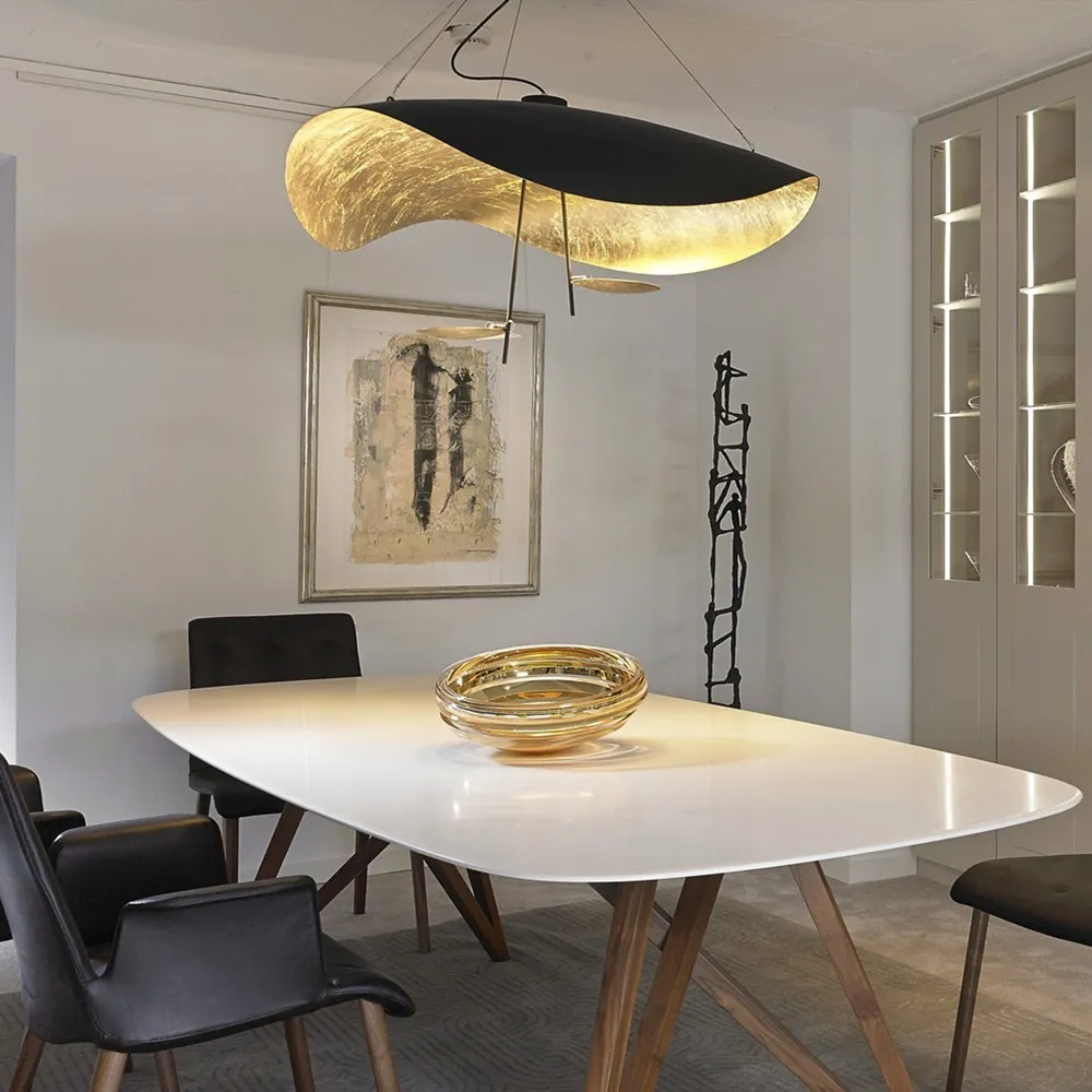 Modern Foil Curved Metal LED Pendant / Ceiling light for Bedroom