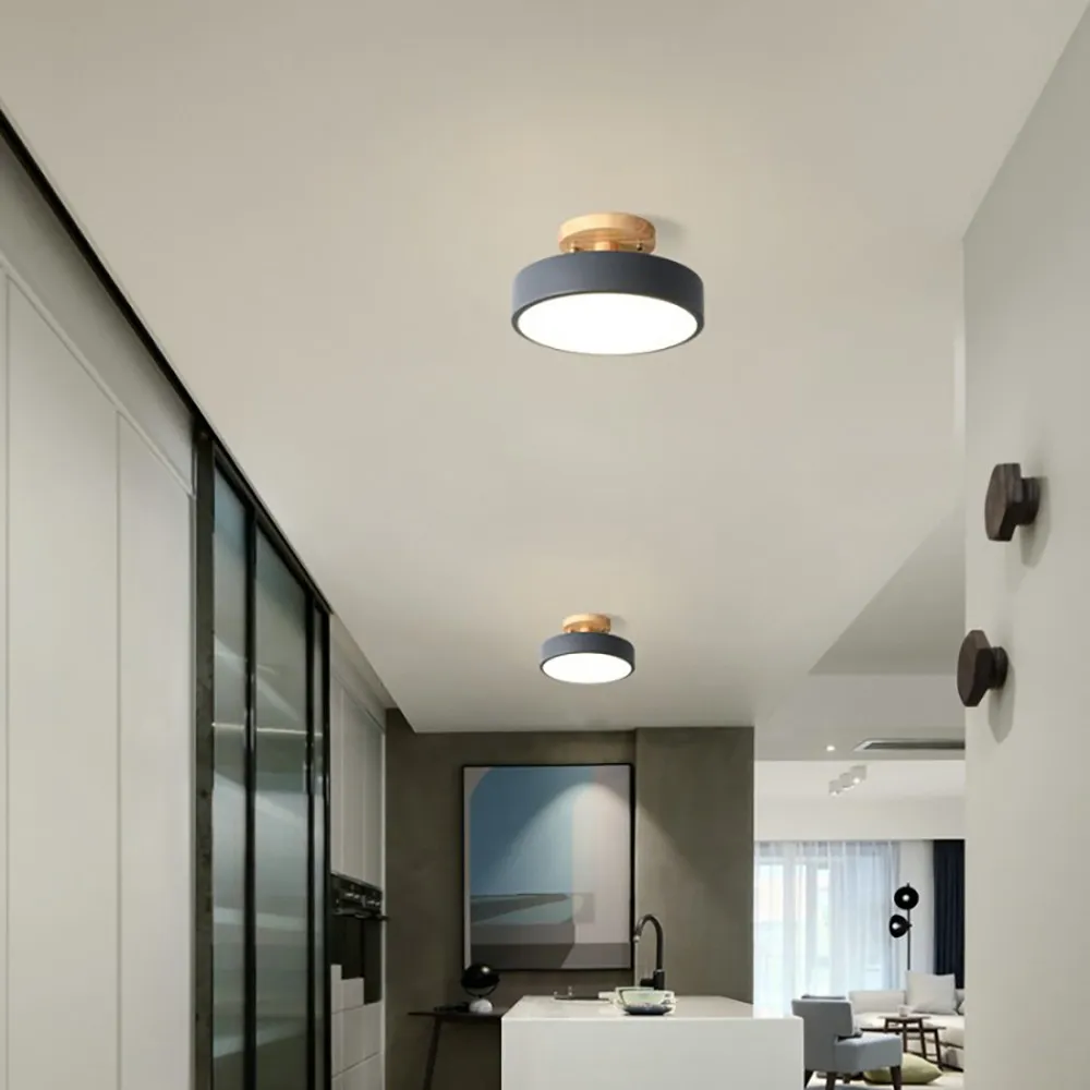 Nordic Macaroon Wooden Round Ceiling Lamp S82