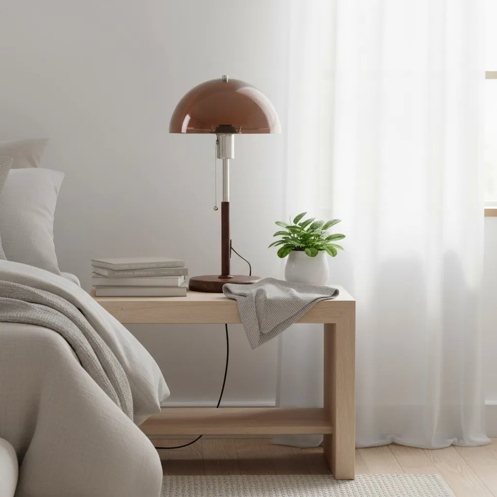 Afterglow Table Lamp Rounded Shade Bedside Accent Table Lamp - Modern Retro Style for Bedroom T582