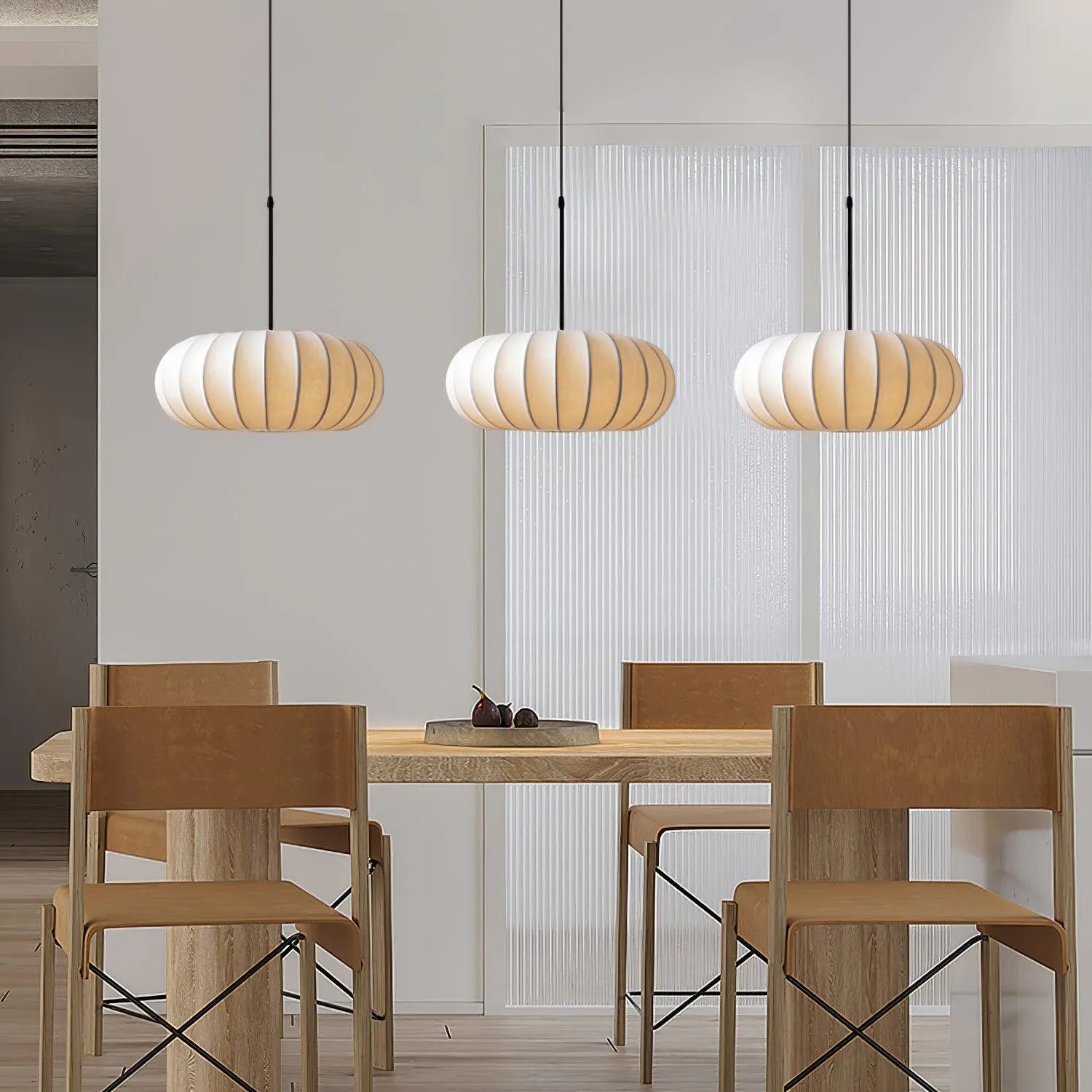 Simple Wabi-sabi White Lantern Fabric Pendant Lamp M105