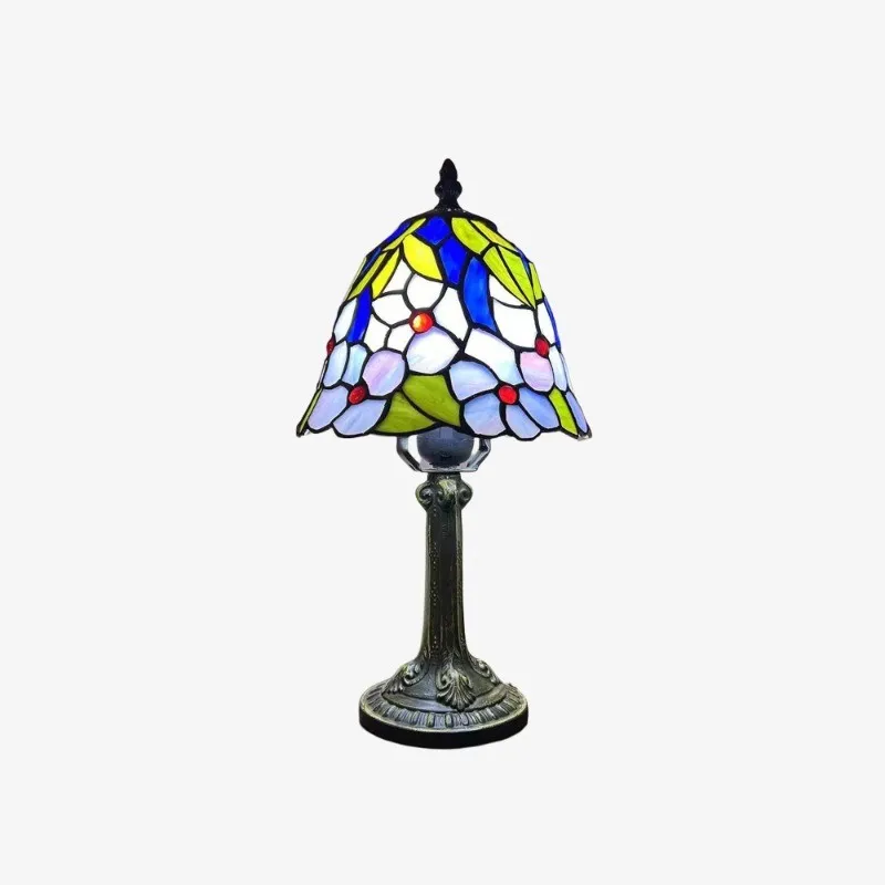 Virelle Traditional Tiffany Table Lamp - Colorful Stained Glass Dome Desk Light for Bedroom T549