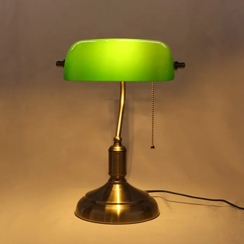 Vintage Glass Banker Desk Lamp Library Table Lamp S53