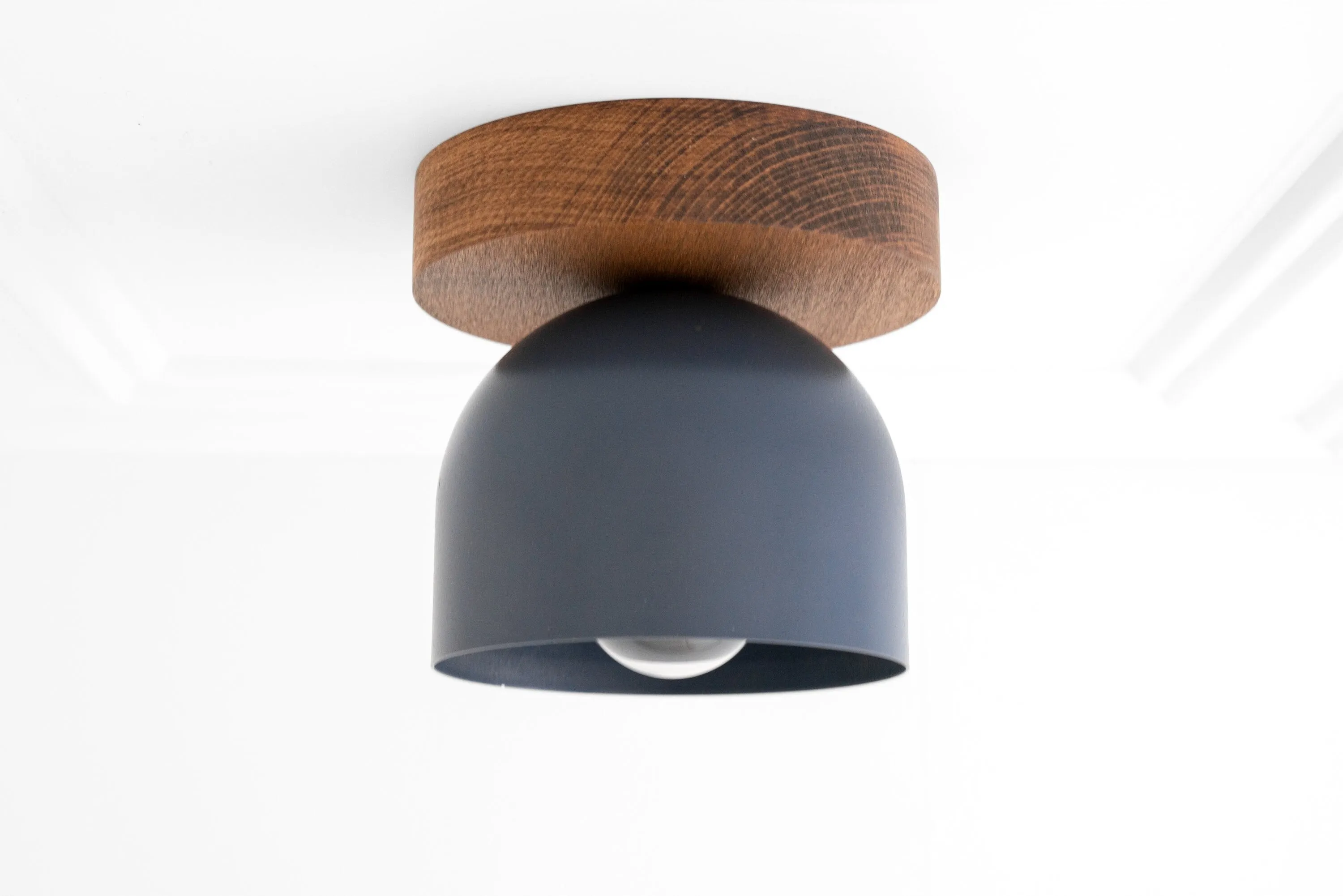 Metio Dome Modern Rustic Ceiling Light - Wooden and Metal Fusion T372