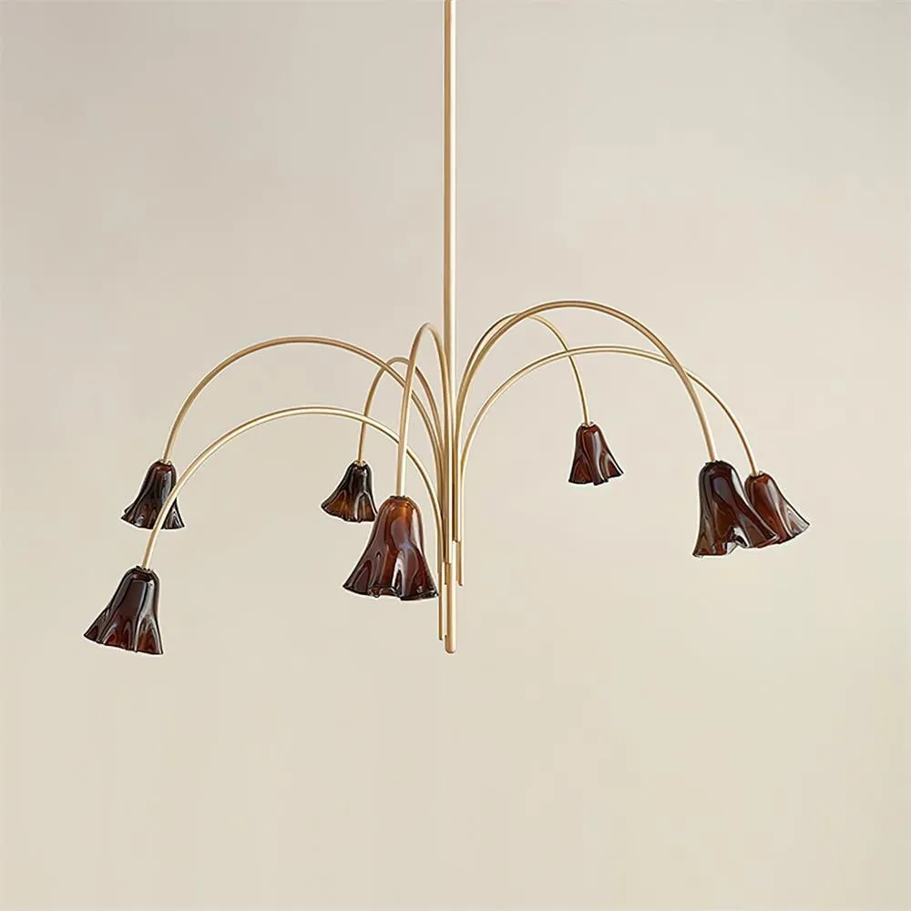 Bellina Modern Romantic Chandelier - Botanical Lily Design with Glass Flowers T280