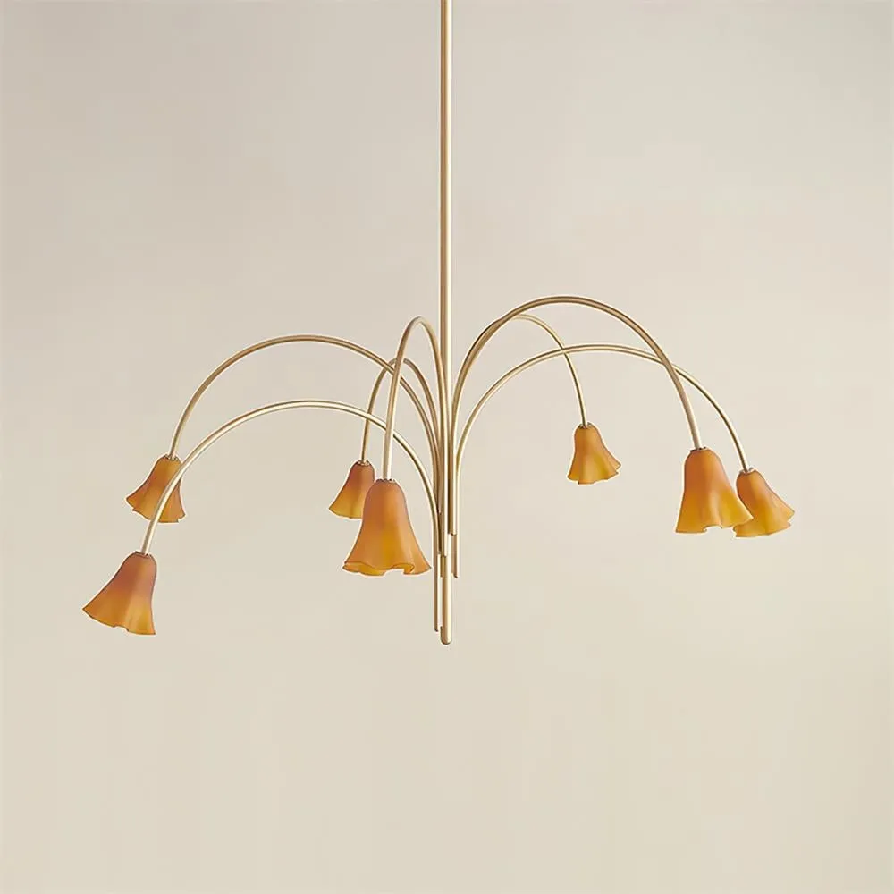Bellina Modern Romantic Chandelier - Botanical Lily Design with Glass Flowers T280