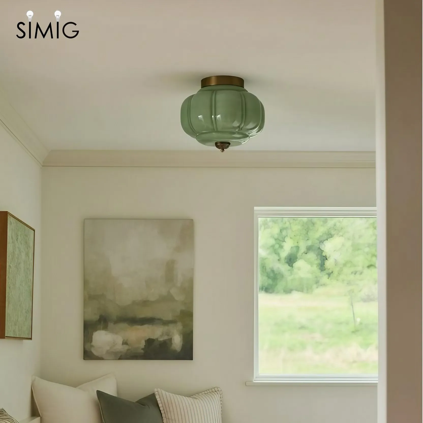 Eloise Retro Milk Glass Semi Flush Mount Ceiling Light G55