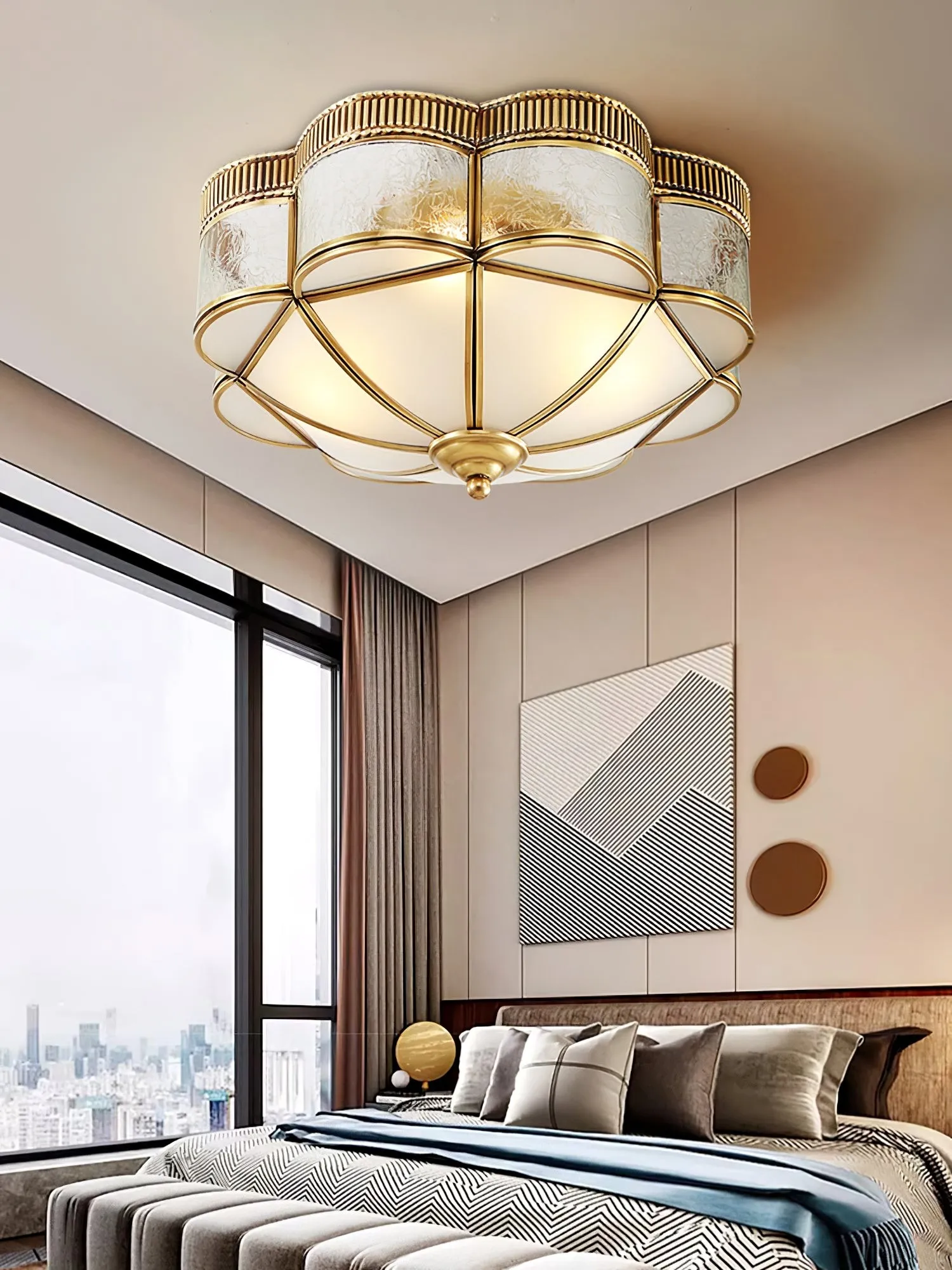 Brass Domed Flush Ceiling Lamp M572