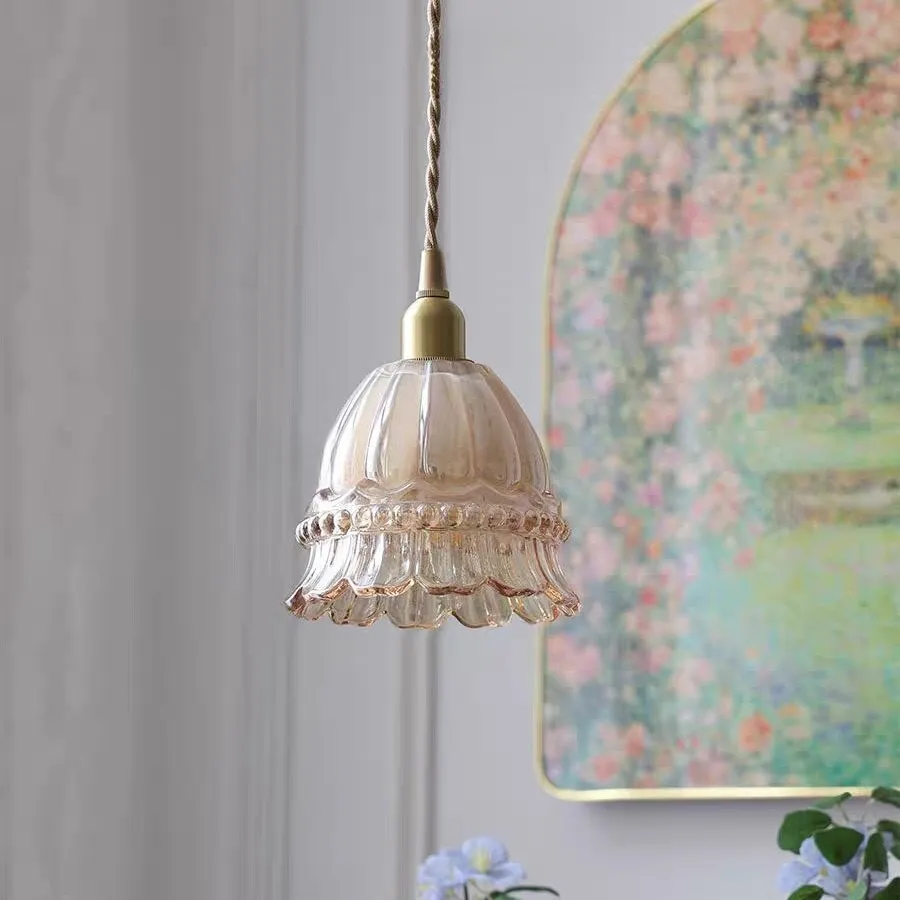 French Pastoral Jellyfish Glass Pendant Light G67