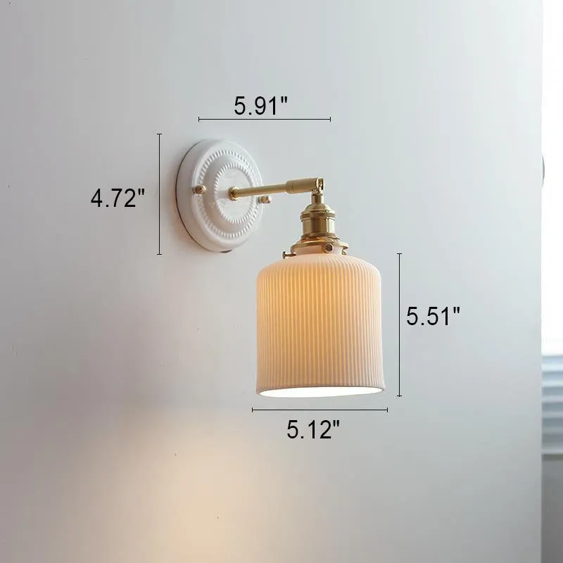 Vintage Ceramic & Brass Wall Sconce – Elegant Lighting for Bedrooms & Hallways T265