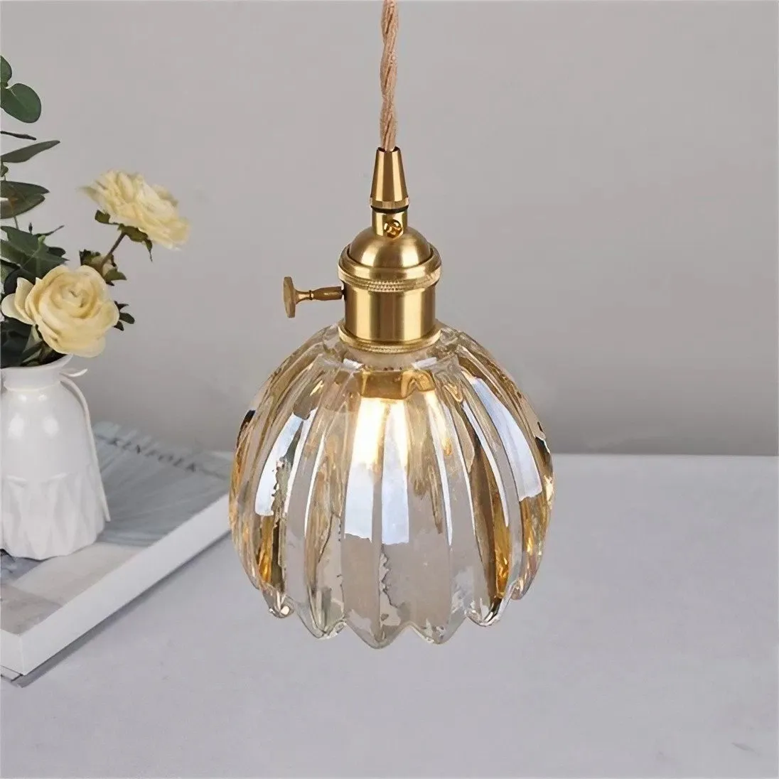 Japanese Retro Glass Flower Pendant Light S28
