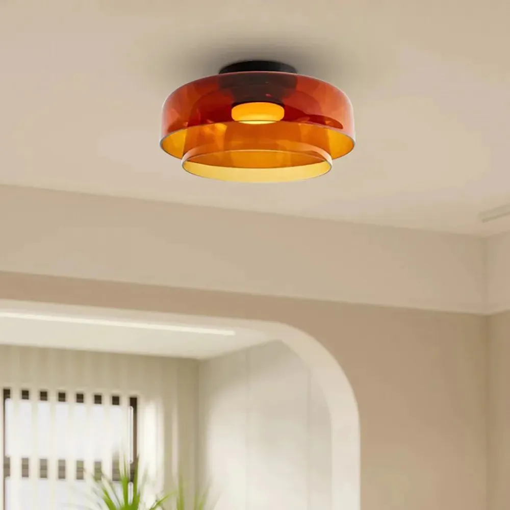 Nordic Morandi Glass Bowl Shaped Ceiling Lamp S144