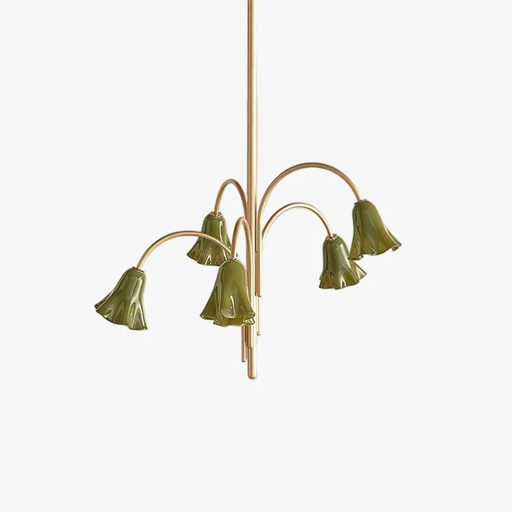Bellina Modern Romantic Chandelier - Botanical Lily Design with Glass Flowers T280