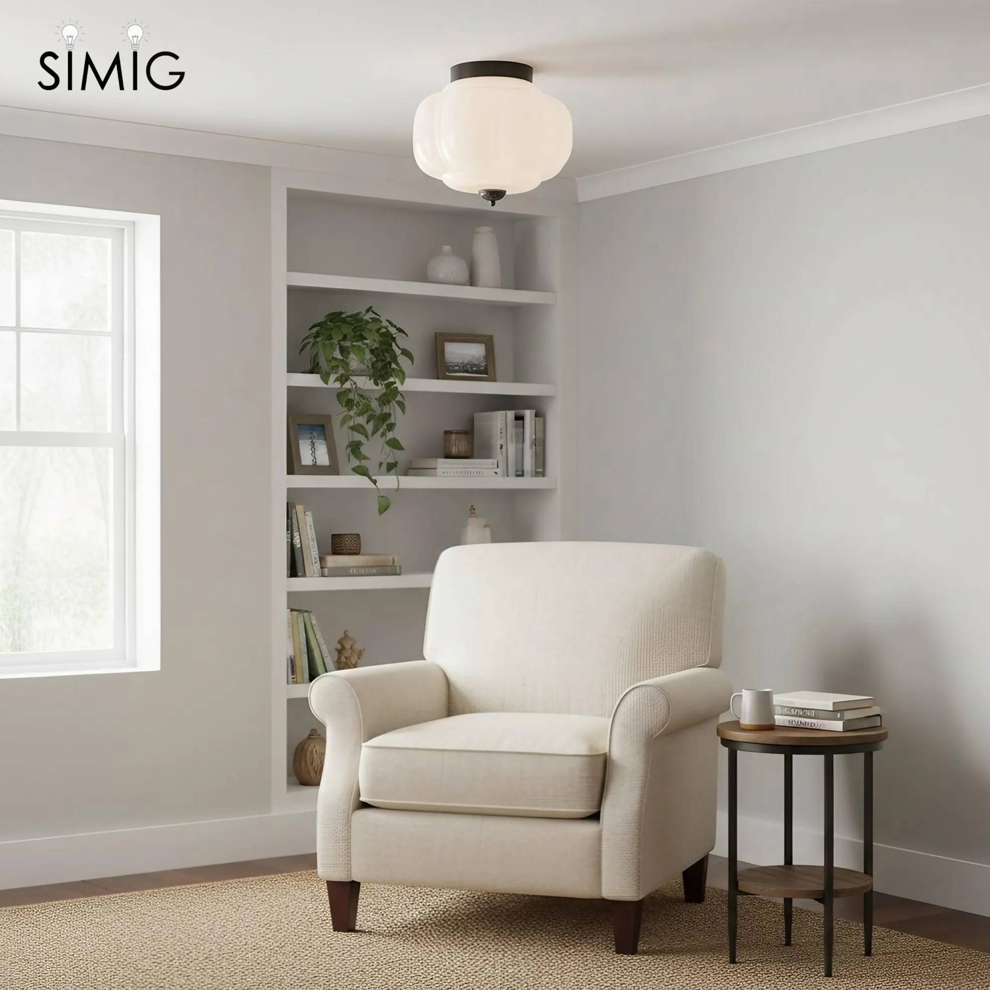 Eloise Retro Milk Glass Semi Flush Mount Ceiling Light G55