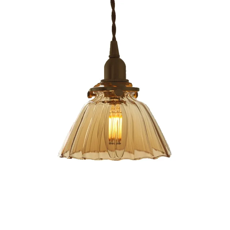 Jasmine Vintage Brass Glass Pendant Light D950
