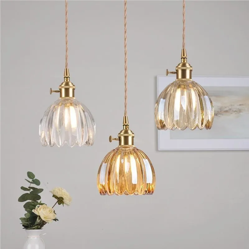 Japanese Retro Glass Flower Pendant Light S28