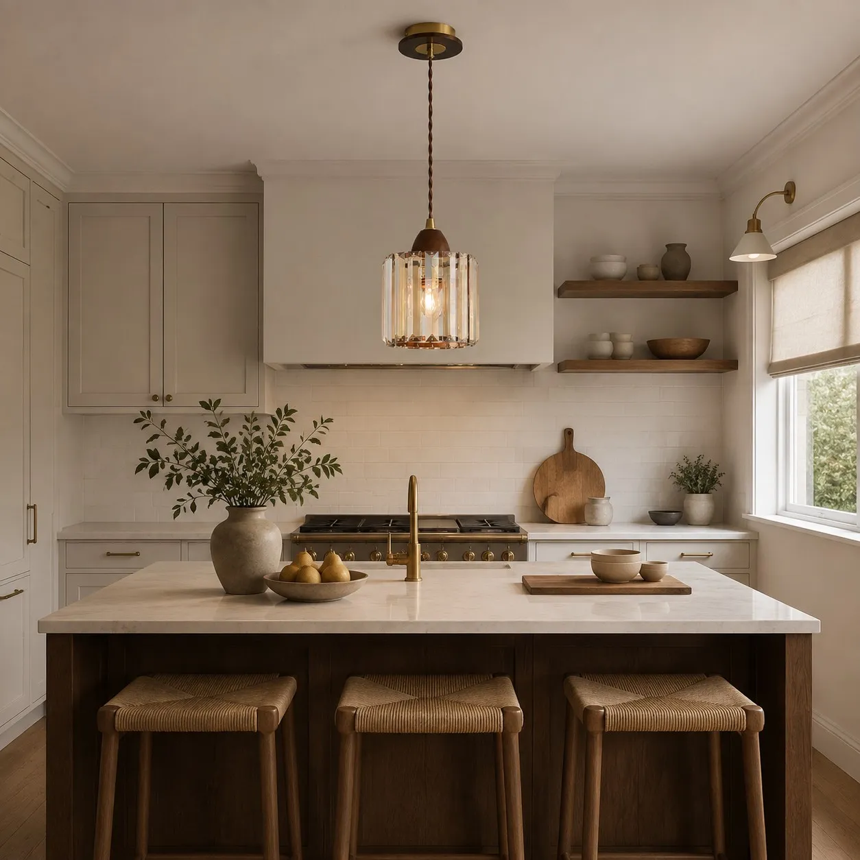 Crystal pendant light interior scene