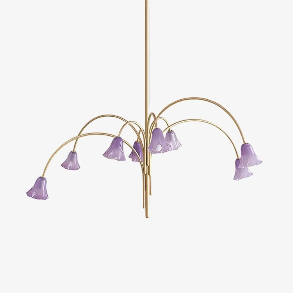 Bellina Modern Romantic Chandelier - Botanical Lily Design with Glass Flowers T280