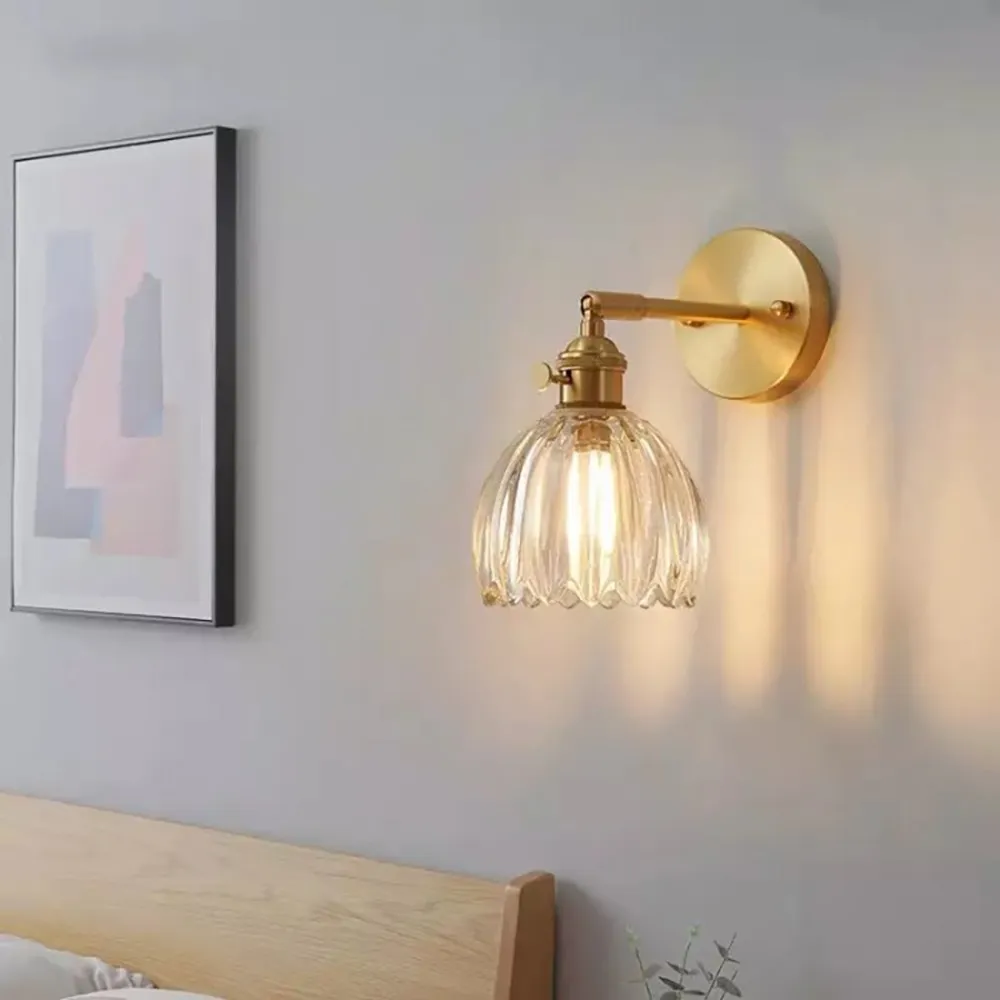 Retro Flower Bud Tulip Glass Wall Lamp S98