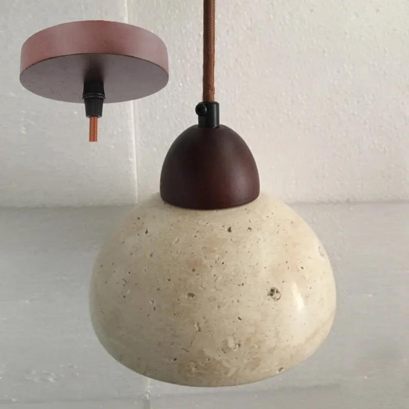 Traditional Japanese Travertine Wood Pendant Lamp M107