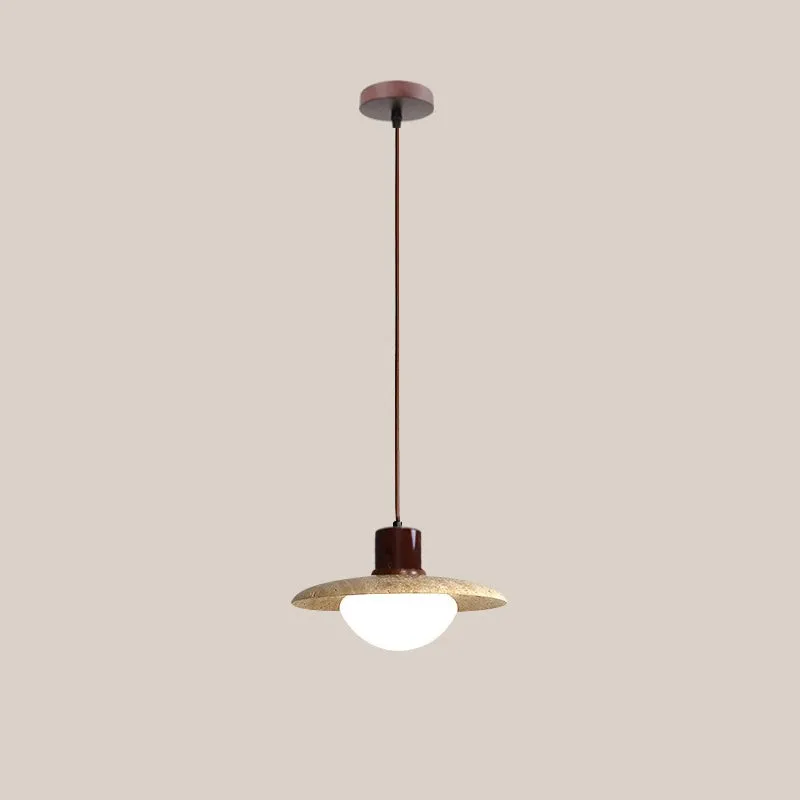 Traditional Japanese Travertine Wood Pendant Lamp M107