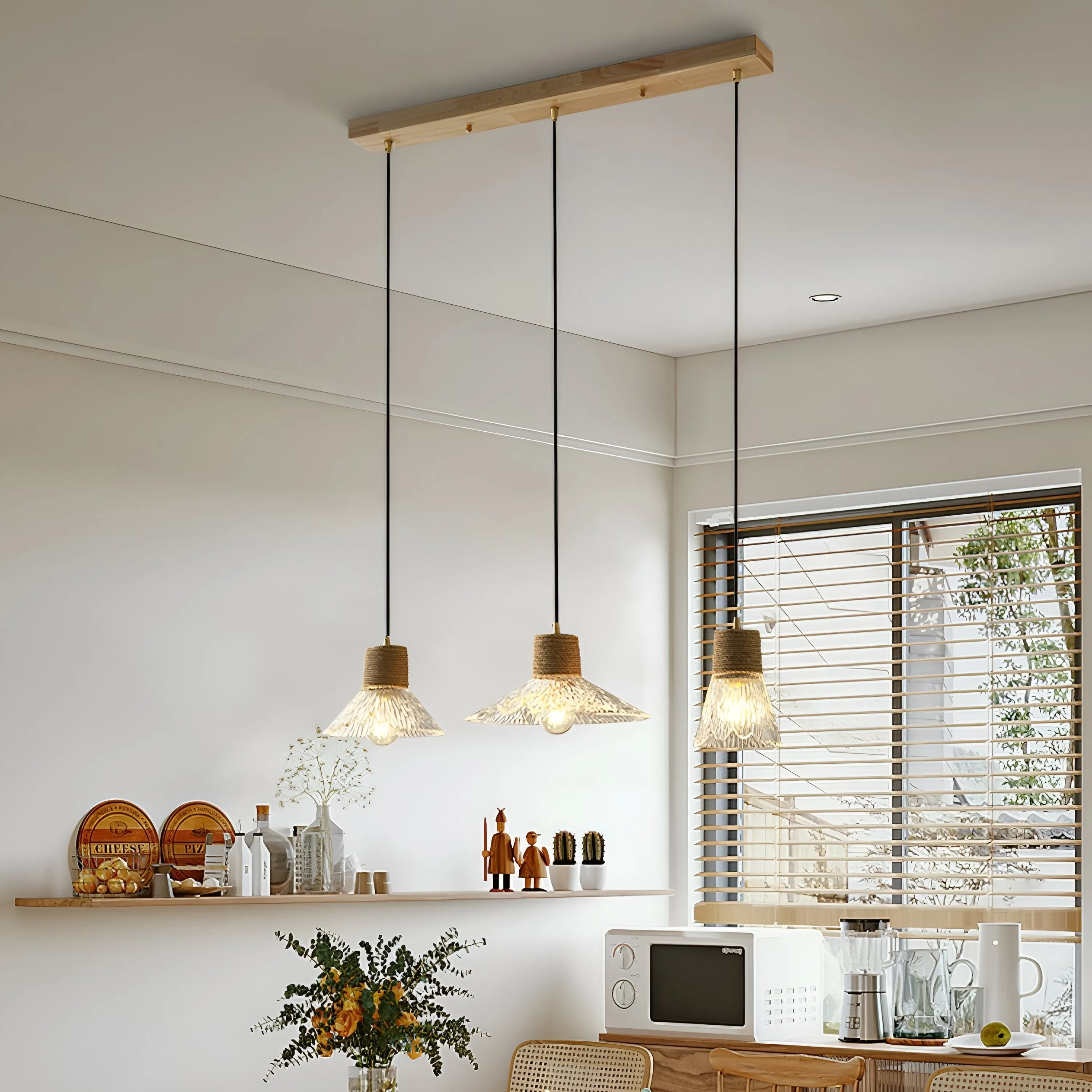 Nordic Hemp Rope Glass Pendant Light D938