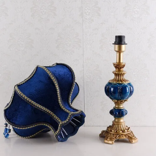 Palace Decoration Design Dark Blue Fabric Table Lamp M14