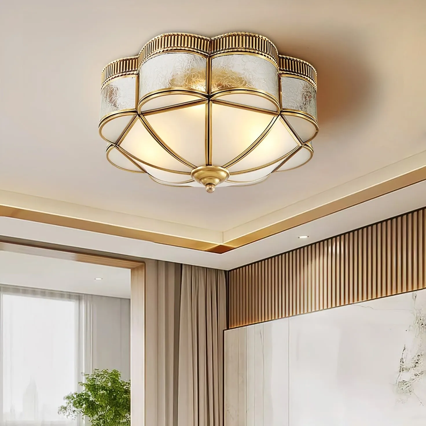 Brass Domed Flush Ceiling Lamp M572