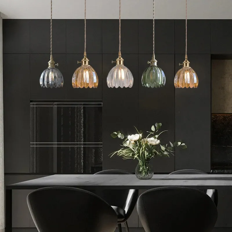 Japanese Retro Glass Flower Pendant Light S28